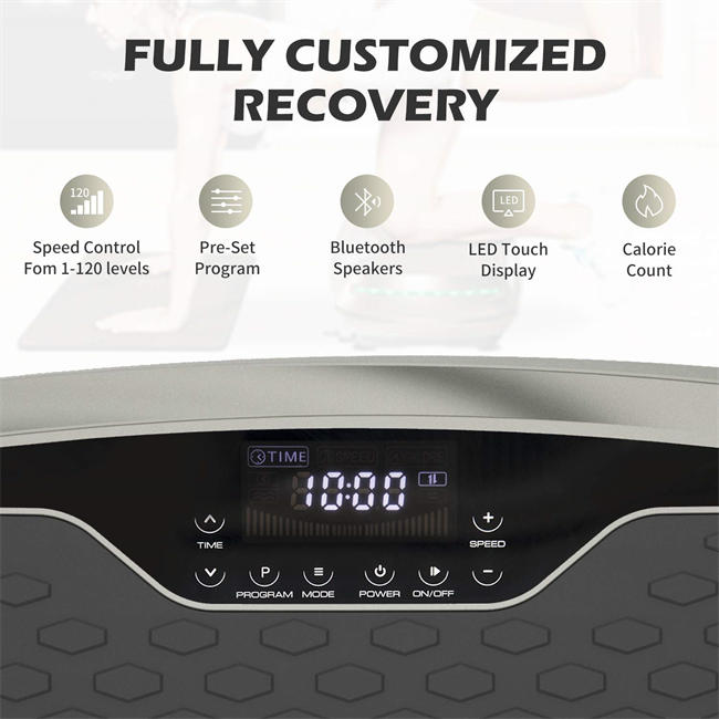 4D Vibration Plate Exercise Machine Triple Motor 120 Speed w/Loop Bands Whole Body Workout Fitness 3D/4D Vibration Platform Whole Body Vibration Machine for Home Fitness